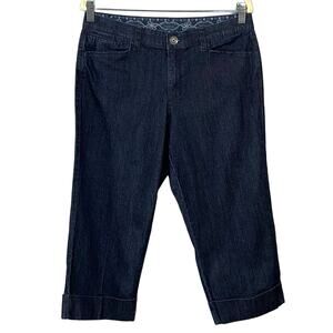 Maureen Bandolino Womens Dark Blue Mid Rise Dark Wash Capri Jeans Size 8